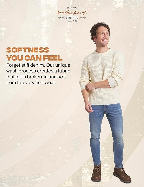 Weatherproof Vintage Mens Jeans Slim Fit - Super-Soft Stretch Denim Pants  Men's Straight Leg Jean with All-Way Stretch