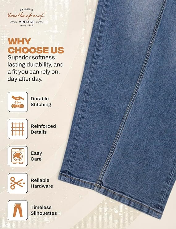 Weatherproof Vintage Mens Jeans Slim Fit - Super-Soft Stretch Denim Pants  Men's Straight Leg Jean with All-Way Stretch