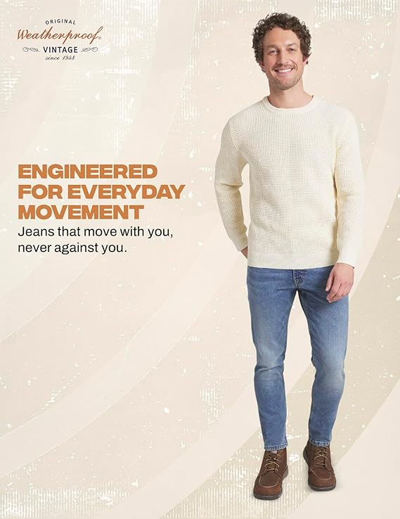 Weatherproof Vintage Mens Jeans Slim Fit - Super-Soft Stretch Denim Pants  Men's Straight Leg Jean with All-Way Stretch