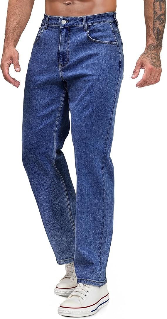 Men's Regular Fit Stretch Jeans Straight Leg 5-Pocket Classic Comfort Flex Denim Pants