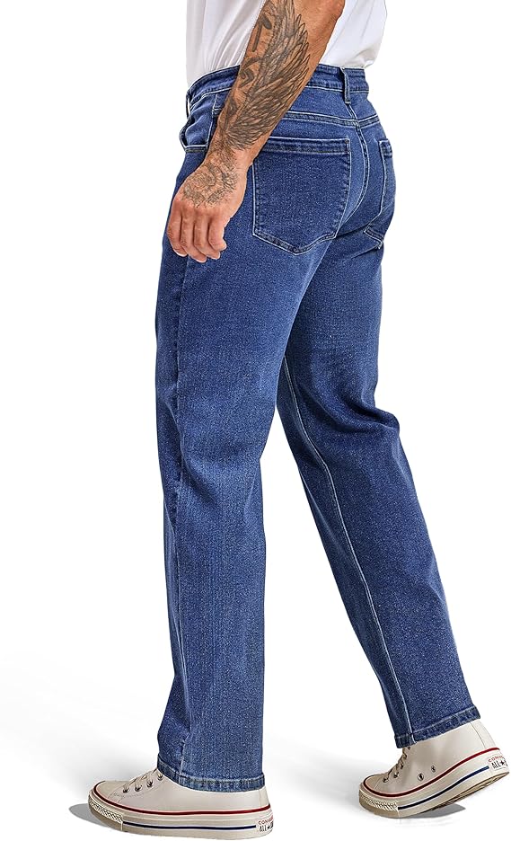 Men's Regular Fit Stretch Jeans Straight Leg 5-Pocket Classic Comfort Flex Denim Pants
