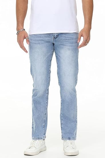 Men's Stretch Regular Fit Straight-Leg Cotton Fashion Comfort Flex Waist Denim Pants Jeans