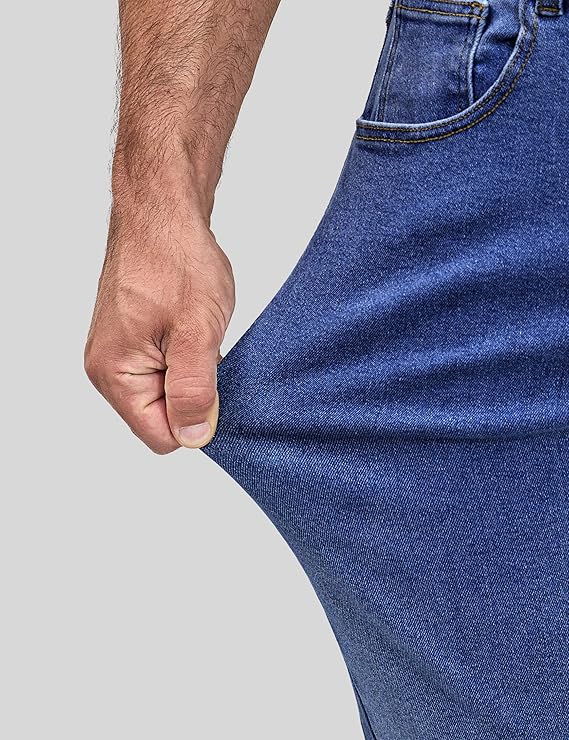 Men's Regular Fit Stretch Jeans Straight Leg 5-Pocket Classic Comfort Flex Denim Pants