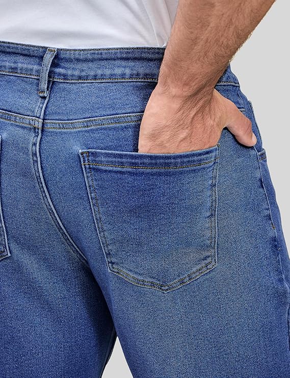 Men's Regular Fit Stretch Jeans Straight Leg 5-Pocket Classic Comfort Flex Denim Pants